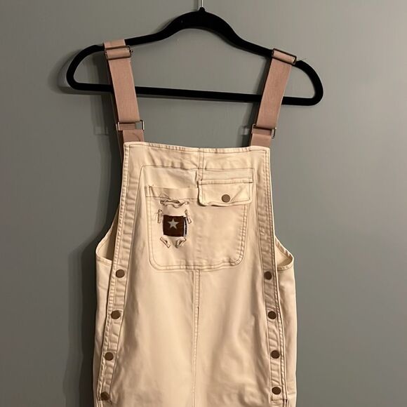 Women’s Small cute neutral overalls creamy beige - Picture 3 of 13